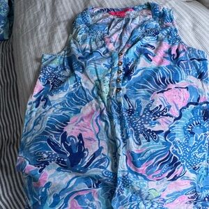 Lilly Pulitzer Blue and Pink Artistic Blouse